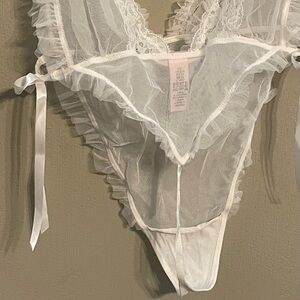 Victoria's Secret White Lace Ruffle Chemise